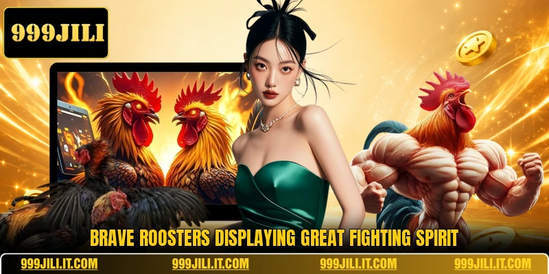Brave roosters displaying great fighting spirit