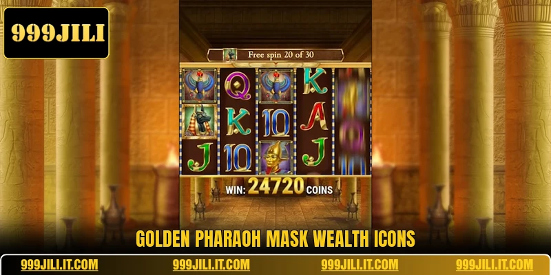Golden pharaoh mask wealth icons