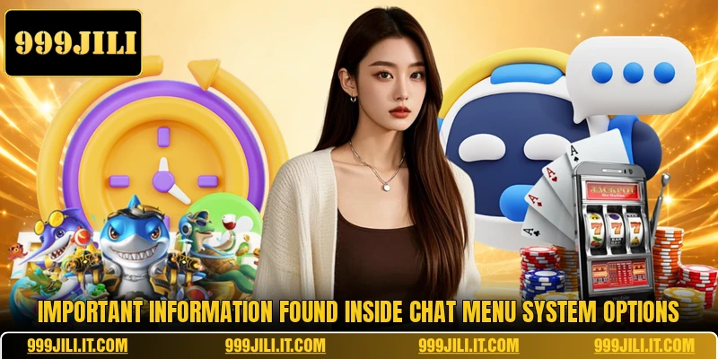 Important information found inside chat menu system options